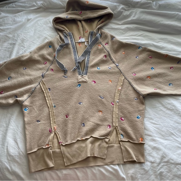 Urban Outfitters - Hattie Fleece Tan Ying Yang Graphic Quarter Zip Hoodie XS/S - Picture 8 of 8